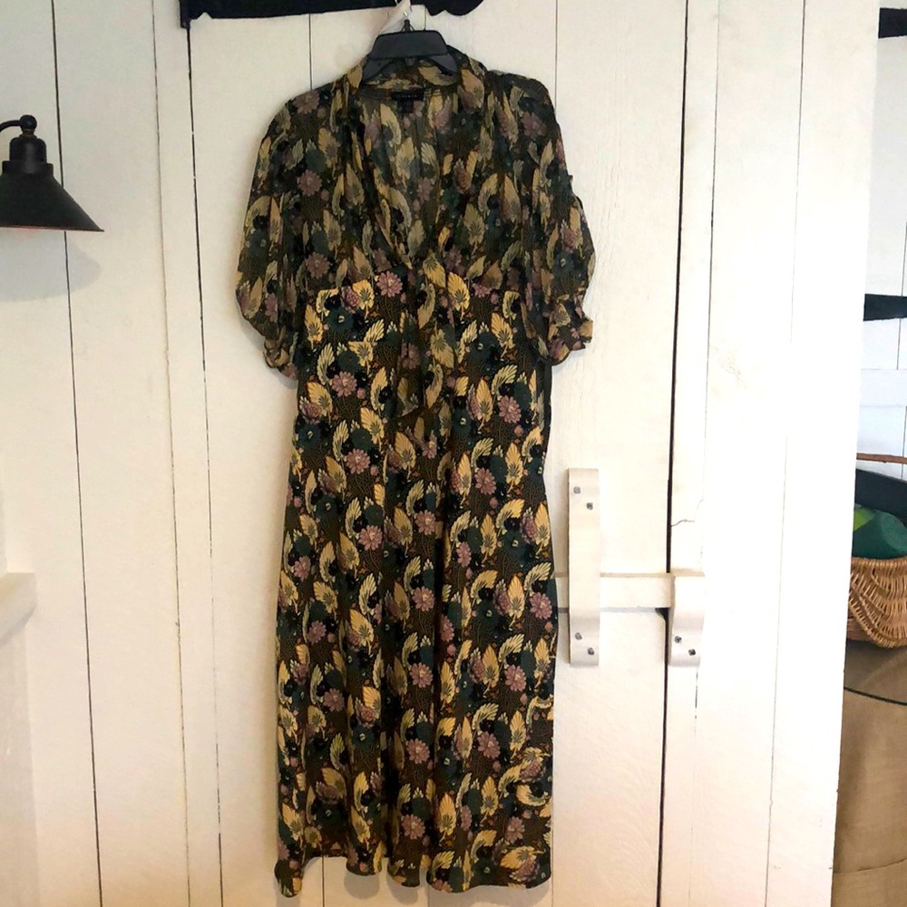 Topshop Art Deco lily print midi dress